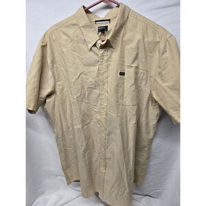 RVCA Shirt Mens Extra‎ Large Solid Tan Slim Fit Short Sleeve Button Down Woven